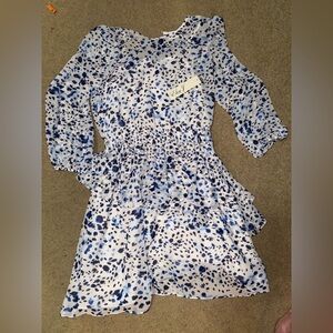 Eliza J Blue and White Patterned Dress